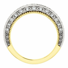 14K White and Yellow Gold .08 CTW Diamond Vintage-Inspired Band Sizes 6-8