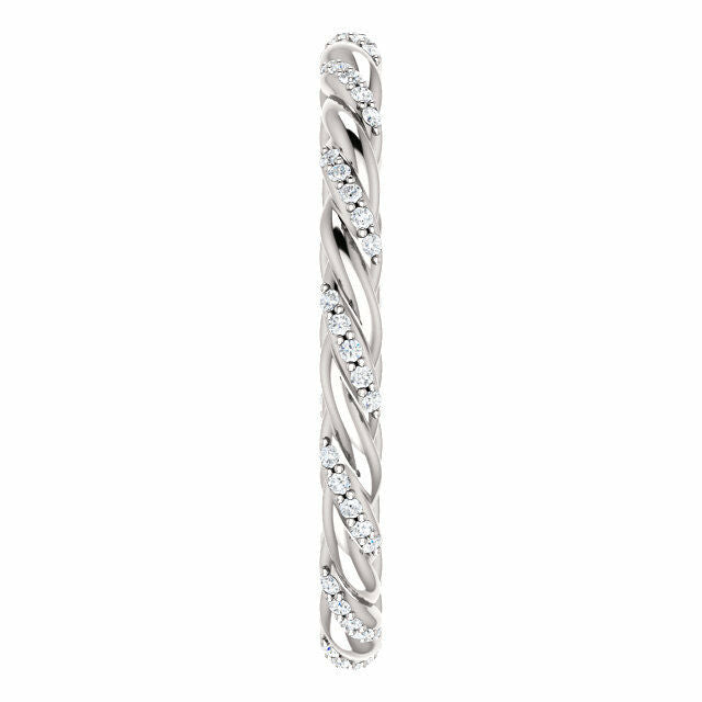 SIZE 4 - 14K White Gold 1/8 CTW Diamond Rope Eternity Band 3mm Wide 40% off MSRP