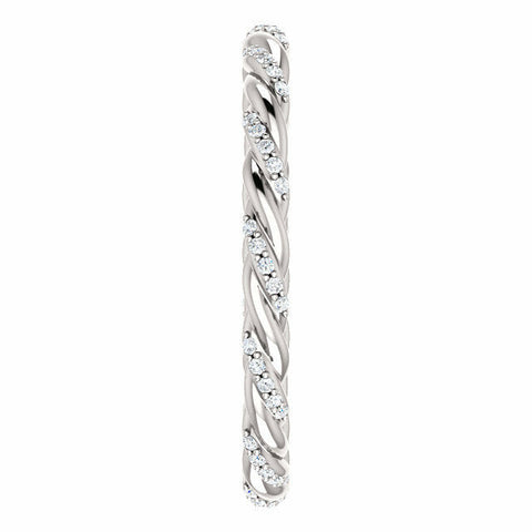 Image of SIZE 4 - 14K White Gold 1/8 CTW Diamond Rope Eternity Band 3mm Wide 40% off MSRP