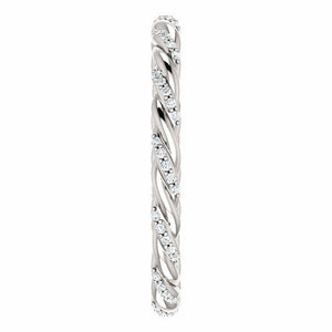 SIZE 4 - 14K White Gold 1/8 CTW Diamond Rope Eternity Band 3mm Wide 40% off MSRP