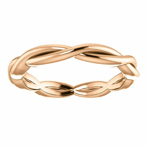 Image of SIZE 4.5 14K Rose Gold Infinity-Inspired Wedding Band 2.75mm Wide Free Shipping