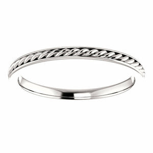 New SIZE 7.5 - 2mm 14K White Gold Rope Wedding Band / Fashion Ring 40% off Sale