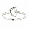 Sterling Silver Crescent Moon and Star Negative Space Ring 4-9 Plus 1/2 Sizes