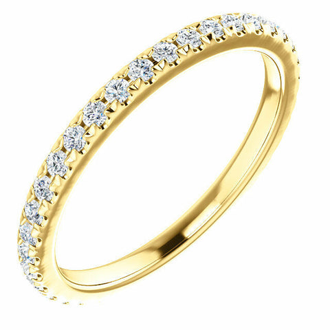 Image of 14K Yellow Gold French-Set Anniversary Band 1/2 CTW Diamond Ring Sz 7 Stackable