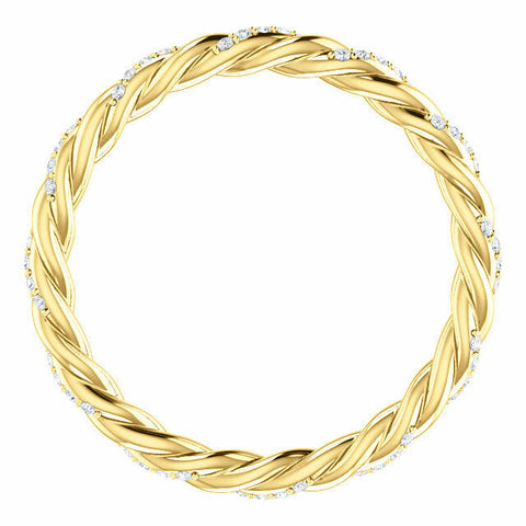 Image of SIZE 7 - 1/6 CTW Diamond Rope Eternity Band 14K Yellow Gold Ring 40% off MSRP