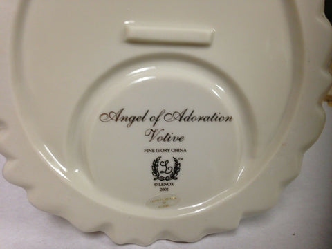 Image of The Angel of Adoration Votive by Lenox 2001 Handcrafted Ivory China 24kt Accents