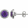 Genuine Amethyst and 1/8 CTW Diamond Earrings set in 14k White Gold Halo Style