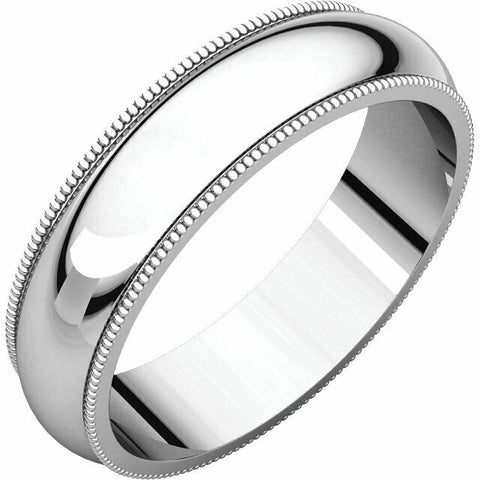 Image of SIZE 8 - Plain 14k White Solid Gold Wedding Band 5.0mm Wide Ring FREE Shipping