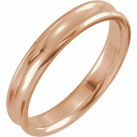 Image of Size 7 - Concave 10K Rose Gold Comfort Fit Wedding Band Beveled Edge 4mm Wide