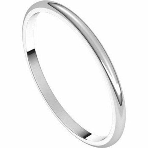 Image of GOLD SALE! 18kt White Gold Wedding Band 2 mm Wide Half Round Ultra-Light Size 9