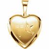 Cross and Dove Heart Locket Gold Plated over Sterling Silver 12 x 12.5mm New