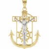 14K Yellow and White Gold Mariner's Crucifix Pendant 27x23mm Religious Jewelry