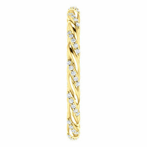 SZ 4 - 1/6 CTW Diamond Rope Eternity Band 14K Yellow Gold 3mm Wide 40% off MSRP