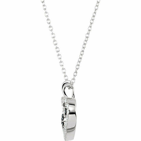 Image of 1/6 cttw Black & White Diamond Heart Necklace Sterling Silver Interchangeable