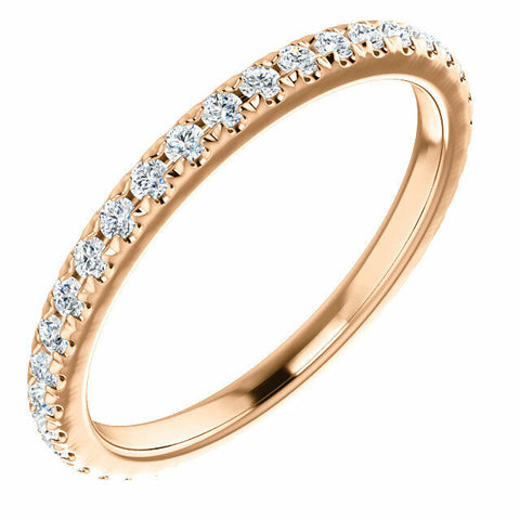 Image of 14K Rose Gold French-Set Anniversary Band 1/2 CTW Diamond Ring Sz 7 Stackable