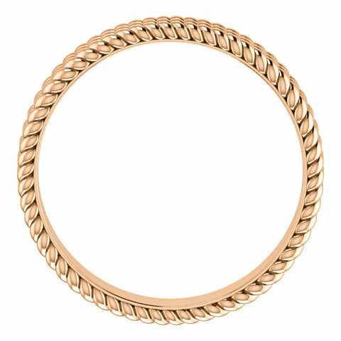 Image of SIZE 8 - 14K ROSE GOLD Layered Stacked ROPE BAND 4.5mm Wide Ring Free Shipping