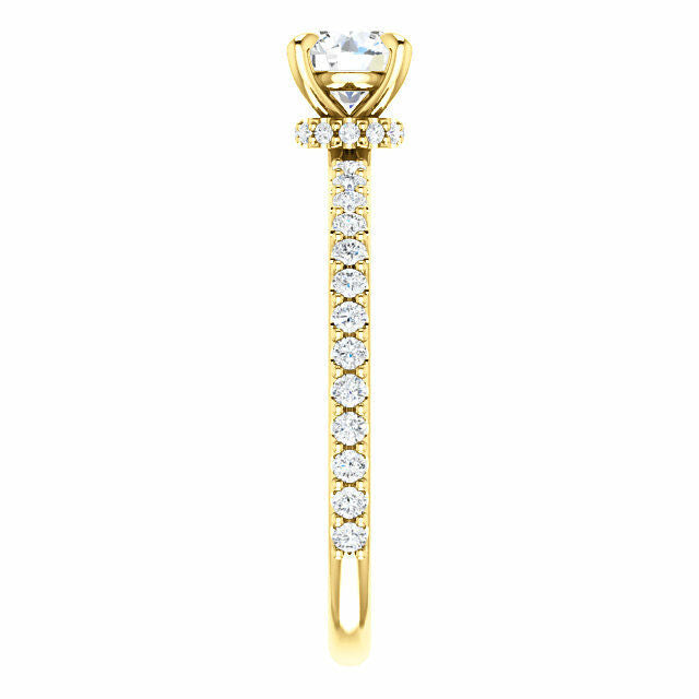 14K Yellow Gold Round Forever One Moissanite & 1/3 CTW Diamond Engagement Ring