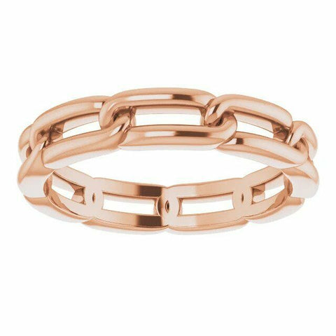 Image of 14kt Rose Gold SIZE 7 Chain Link Band 3 mm wide Wedding Band Jewelry New