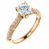 14K Rose Gold Round Forever One Moissanite & 1/10 CTW Diamond Engagement Ring