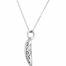 Sterling Silver Happy Wife, Happy Life Heart Necklace 18