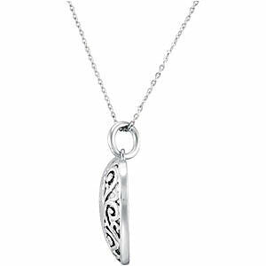 Image of Sterling Silver Happy Wife, Happy Life Heart Necklace 18" inch Chain 26 x 25mm