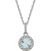 Blue Topaz and Diamond 14k White Gold 18" inch Birthstone Pendant Necklace New