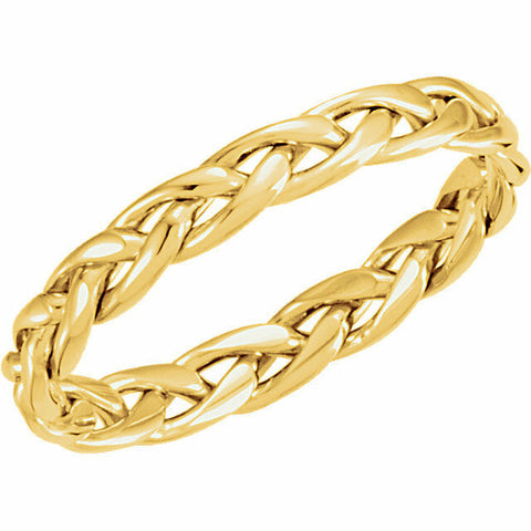 Image of SIZE 9 - 14k Yellow Gold Hand Woven 3.75 mm wide Design Wedding Band Timeless