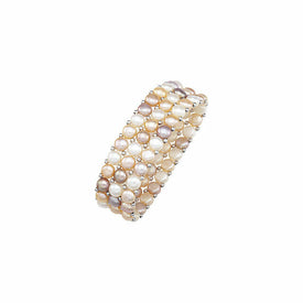 Freshwater Cultured Natural Multi-Colored Pearl 3 Row Stretch Sterling Silver 7"