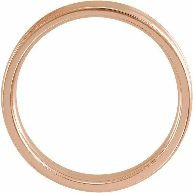 Size 6 - Concave 10K Rose Gold Comfort Fit Wedding Band Beveled Edge 4mm Wide