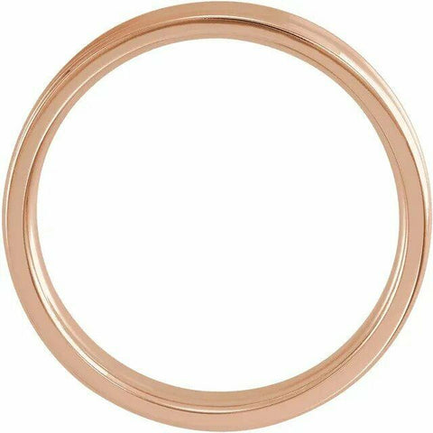 Image of Size 6 - Concave 10K Rose Gold Comfort Fit Wedding Band Beveled Edge 4mm Wide