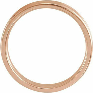 Size 6 - Concave 10K Rose Gold Comfort Fit Wedding Band Beveled Edge 4mm Wide