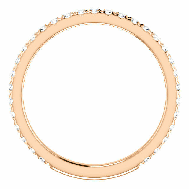 14K Rose Gold French-Set Anniversary Band 1/2 CTW Diamond Ring Sz 7 Stackable