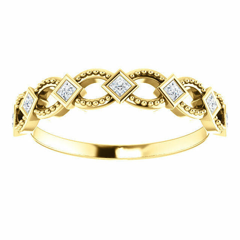 Image of 14k Yellow Gold 1/6 ctw Diamond Stackable Ring Ladies Fashion Sz 7 Free Shipping