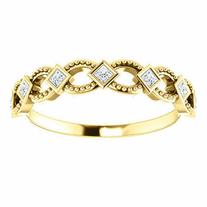 14k Yellow Gold 1/6 ctw Diamond Stackable Ring Ladies Fashion Sz 7 Free Shipping