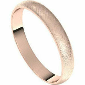 SIZE 4 - 3mm 10K Rose Gold Florentine Finish Wedding Band Ultra Light Weight