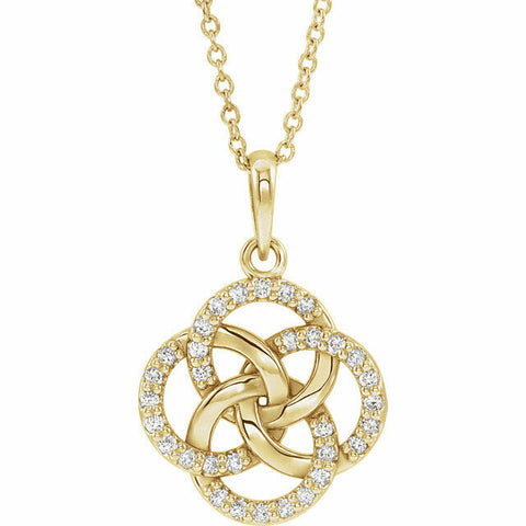 Image of 14K Yellow Gold 1/8 CTW Diamond 5 Fold Celtic Necklace 16-18" Adjustable Chain