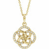 14K Yellow Gold 1/8 CTW Diamond 5 Fold Celtic Necklace 16-18" Adjustable Chain