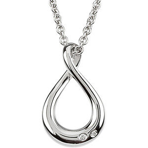 Image of Sterling Silver and Diamond Accented Pendant Necklace comes with 18" Chain New