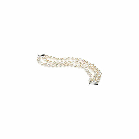 Image of Triple Strand 8-9mm Freshwater Cultured Pearl  7.25" Bracelet in Sterling Silver