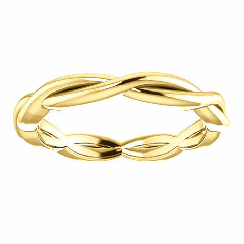 Image of SIZE 7  - Infinity-Inspired Wedding Band 14K Yellow Gold 2.75mm Wide Free Ship