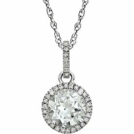 14kt White Gold 1/10 CTW Genuine Diamond and Created White Sapphire Necklace 18"