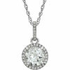 14kt White Gold 1/10 CTW Genuine Diamond and Created White Sapphire Necklace 18"