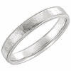 SIZE 8.5 - 14K White Gold Flat Milgrain Comfort Fit Satin & Hammer Finish Band