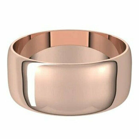 Image of 8mm Solid 18k Rose Gold Wedding Band Sizes 4-20 Half Round Ultra Light Ring