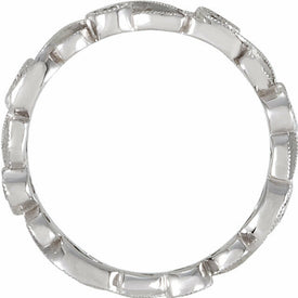 Diamond Eternity Band 1/4 CTW 14k White Gold Sculptured Design Bridal Ring Sz 7