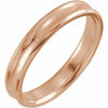 Size 9 - Concave 10K Rose Gold Comfort Fit Wedding Band Beveled Edge 4mm Wide