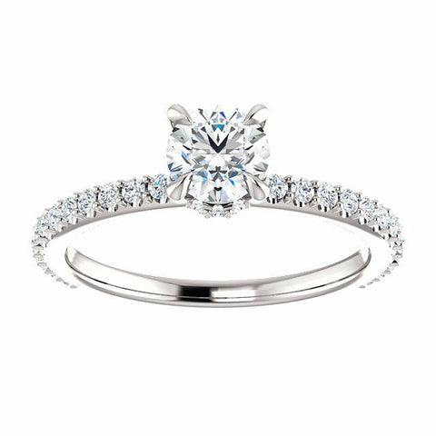 Image of 14K White Gold Round Forever One Moissanite & 1/3 CTW Diamond Engagement Ring