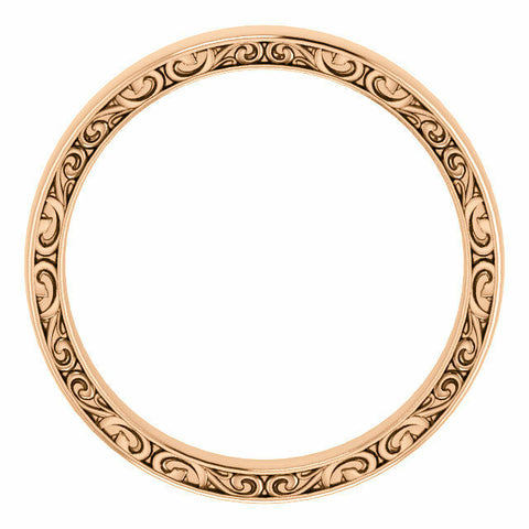 Image of SIZE 10.5  - 14K Rose Gold Wedding Band Relief Pattern 4mm Sculptural-Inspired