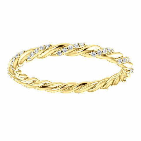 Image of SIZE 5.5 - 1/6 CTW Diamond Rope Eternity Band 14K Yellow Gold Ring 40% off MSRP