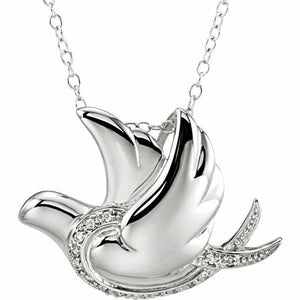 NEW DEAL Dove Necklace Sterling Silver and Cubic Zirconia 18" Inch Necklace